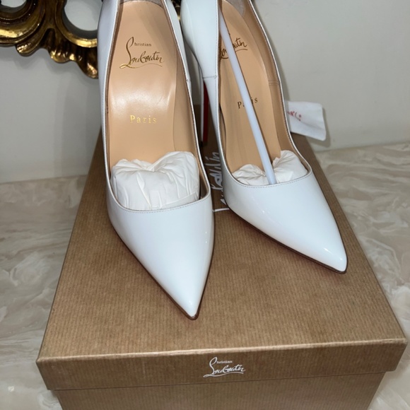 Kate Nappa White Louboutin Heels 120mm - Picture 2 of 6